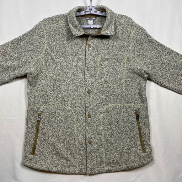 L.L.Bean Fleece Button Up Jacket‎ Barn Coat Full Zip Pockets Mens Size M - Picture 1 of 11